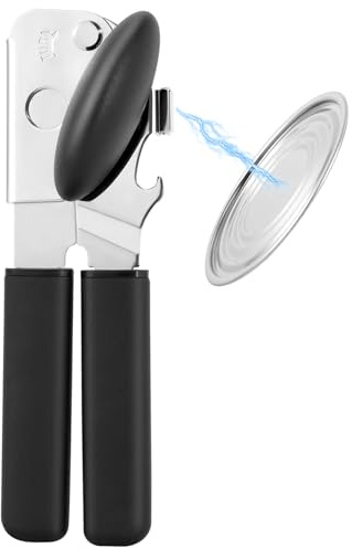 Can Opener Manual with Magnet Lift, Heavy Duty Handheld Smooth Edge Can Tin Opener for Seniors, Durable Sharp Cutting Blade,Easy Turn Knob,Multifunctional Bottle Opener