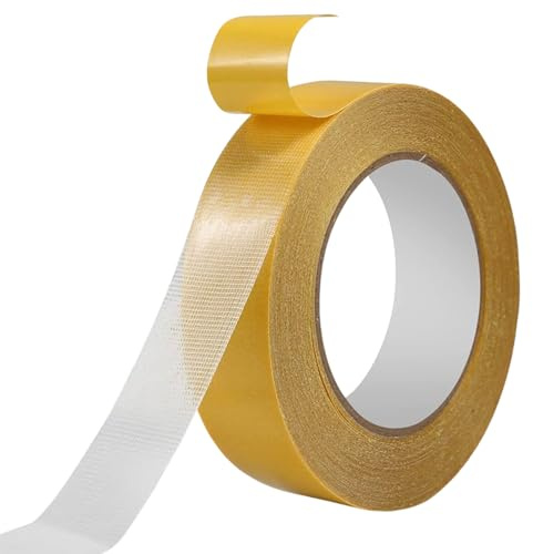 FIGCY Starkes doppelseitiges Stoffklebeband, 20 mm x 20 m, für Teppiche, Vorhänge, Hosensäume, Kleider ohne Nähen, klebendes Saumband für Reparaturen und DIY-Projekte