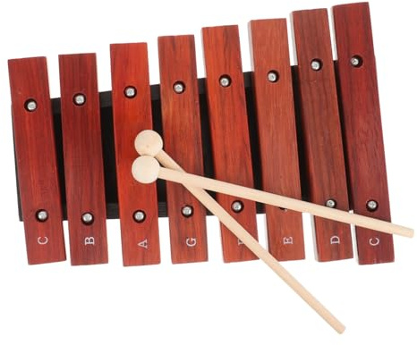 DECOMELODY Holz Xylophon Für Kinder Mit 8 Tönen Inklusive Schlägel Pädagogisches Schlaginstrument Für Anfänger Im Kindergarten Und Zuhause