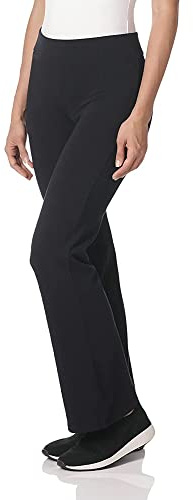 FAIRY TRENDZ Pack of 1 Ladies Bootcut Work Trousers Pull On Stretch Pants Elasticated Waist Women’s Boot Leg Office Nurse Uniform Workwear Bottoms (Black, 18)