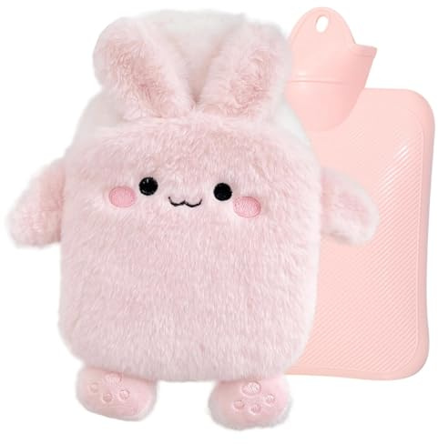 TYXHXTF Bolsa De Agua Caliente Con Funda, Hot Water Bottle, Bolsa De Agua Caliente Peluche Con Bolsillo DeCanguro, Desmontable y Lavable, Botellas deAgua Calientecon Suave Felpa Funda, No Hay Fugas