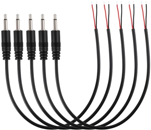 5 Stück 3,5-mm Stecker auf Blankes Kabelende, 25 cm Mono TS Kopfhörer Kabel, Ersatz In-Ear Kopfhörer Kabel, Kabelkopfhörer für DIY Reparatur, Kopfhörers Klinke, Kopfhörers In-Ear kabelgebunden