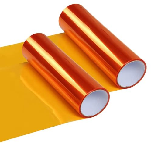VZU 2 Stück Orange Scheinwerfer Folie 30x120cm, Tönungsfolie für Auto Lampen, Einfache Montage, Wasserdicht, PVC Folie Hitzebeständig für Lampen, Wasserdicht Auto Scheinwerfer Folie