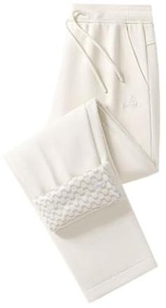 Generiska termobyxor herr vinter termo sweatpants tjocka varma fodrade joggingbyxor herr fleecejacka breda träningsbyxor långa sportbyxor vinterbyxor elastisk linning med dragsko, Beige #5, 3XL