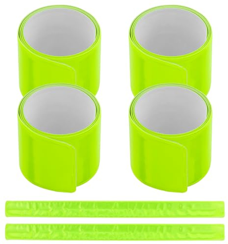 6 pezzi nastro riflettente, fermaglio per pantaloni, per bicicletta, con riflettori, colore verde, per bicicletta, per ciclisti, cinturino a scatto
