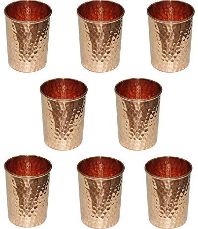 Reines Kupfer Drinkware Hammered Tumbler Wasserglas Cup Geschirr Trinkzubehör 8 Unzen SET von 10 Stück Kapazität 350 ml