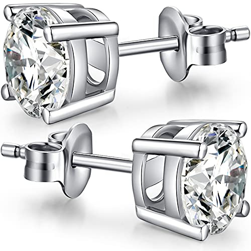Pendientes Hombre Diamante lata Pendientes Circonita Plata De Ley Pendiente Plata Diamante Hombre Brillantes Pendiente Zirconita Oro Blanco Men Earrings 5mm