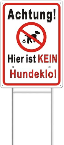 1 Stück Achtung Hier ist kein Hundeklo Metall Schild 35 x 25 cm und 35 x 15 cm H Metallpfahl aus Aluminium, Keine Hundetoilette mit langlebige Tinte und H Metall Halterung zum einfache Montage