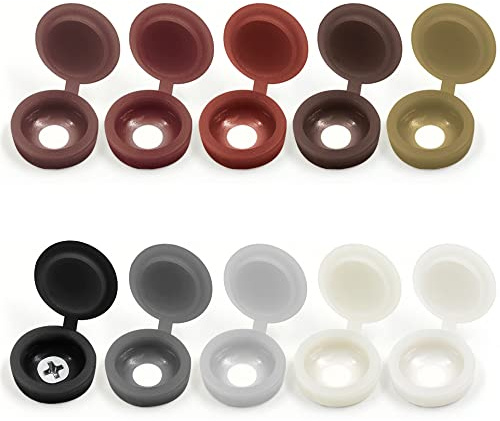 200 Pieces Hinged Screw Cover Caps, Plastic Hinged Screw Head Covers Screw Cover Caps Snap-on Replacement Screw Decorative Covers, Plastic Screw Caps
