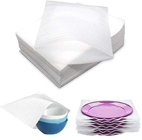 Espuma de Embalaje,Plástico de Burbujas Para Embalaje,50 Piezas Bolsas de Espuma Acolchadas para Proteger Platos Vasos Porcelana Artículos Frágiles Suministros de Envío 30 x 30 cm Blanco