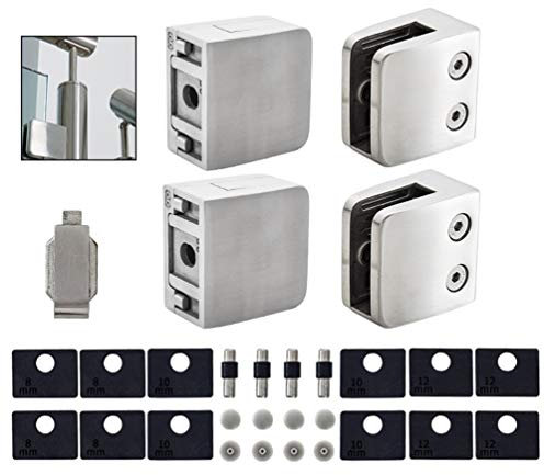 Glasklemme, 40 Stück, für 8 mm-12 mm gehärtetes Glas, Edelstahl 304, flache Rückseite, quadratisch, gegossen, poliert für Innen- und Außenbereich, Treppengeländer (LIUCHONGYANG99)