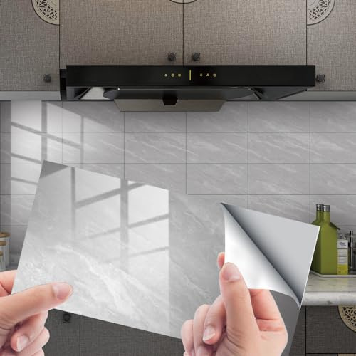 HORIWE Fliesenaufkleber Marmor 12x6 Inch Wandfliese Aufkleber 24 Stück PVC Fliesensticker Fliesen Folie Selbstklebende Tapete Wasserdicht Wandaufkleber für Küche, Schrank, Möbel, Tisch