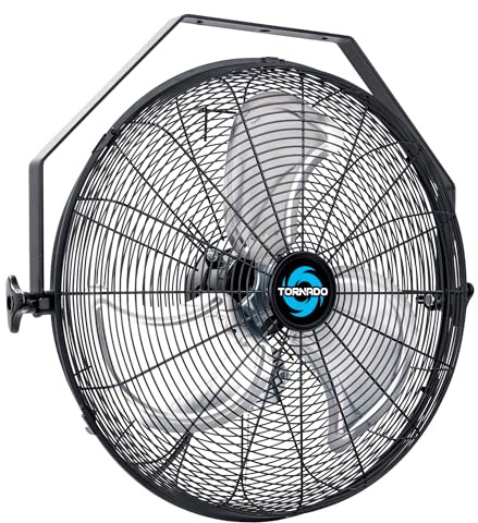 Tornado - 18 Inch High Velocity Industrial Wall Fan with TEAO Enclosure Motor - 4000 CFM - 3 Speed - 6.5 FT Cord - Industrial, Commercial, Residential Use - UL Safety Listed