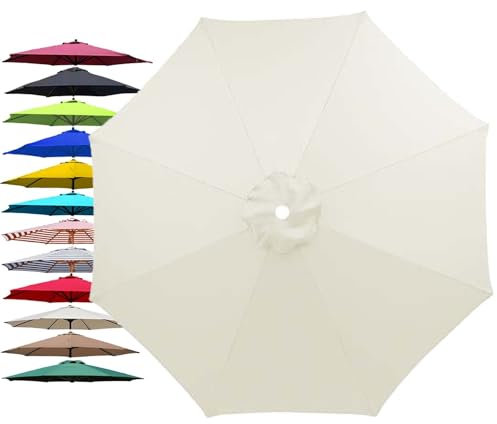 Ersatz-Überdachung Für Gartenschirme Ersatzabdeckung Für Sonnenschirme Im Freien Für Ampelschirm Terrassenschirm Strandschirm Marktschirm 2,7 M 3,0 M(Beige,2.7m/9FT-6Ribs)