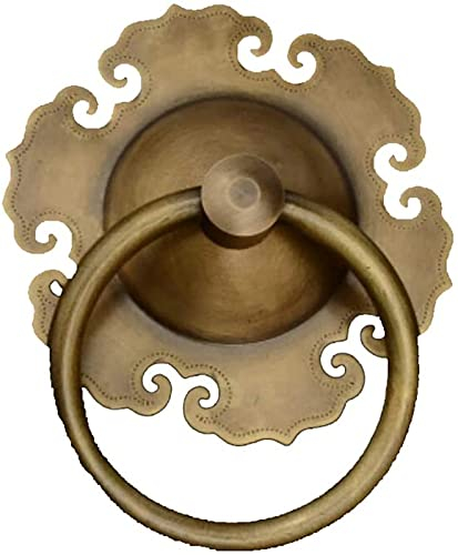 ZZZOLX Türklopfer, Haustürklopfer, Fell-Türklopfer, Klassische Sechseck-Blumen-Antik-Kupfer-Armaturen, Klopfkontroll-Türgriff for alle Türen