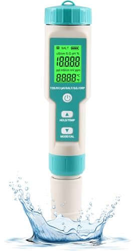 Probador De Sal For Piscina Probador De Cloro Libre Probador Digital De Cloro PH Medidor De Sal For Piscina 7 En 1 PH Cloro Sin Sal ORP TDS EC Probador De Agua For Piscinas For Piscinas Bañera