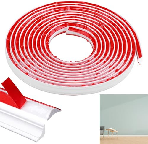 YBCCBY Moulure Autocollante Flexible 5M Adhésif Bandes de Calfeutrage pour Moulure Plafond 12 * 9mm Bordure de Finition Auto-adhésive en PVC Bandes de Calfeutrage pour Bords de Murs
