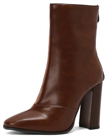 HIKKWXVN Bottines Chelsea à Talons compensés pour Femmes, Chaussures Tendance pour l'automne et l'hiver, Bottines à Plateforme à Talons épais, Bottes Courtes Chaudes,Marron,45 EU