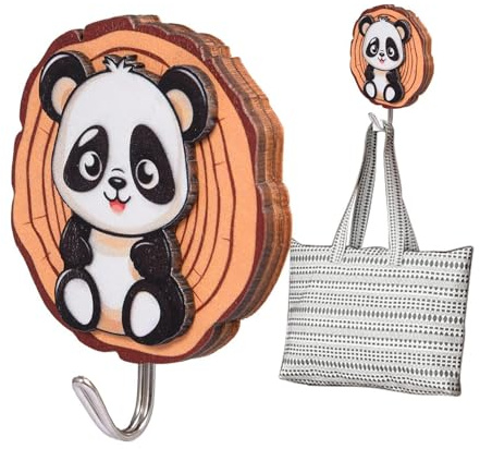 Piccoli ganci adesivi, ganci da parete rimovibili | ganci per asciugamani in legno, gancio da parete a forma di animale del fumetto, ganci per cappotti | appendiabiti adesivo decorazione da parete
