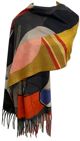 GFM® Schal aus Wollmischung, Kaschmir-Textur, Malerei, Kunstdruck, Schal, Schal für Herbst und Winter (PWSHL)