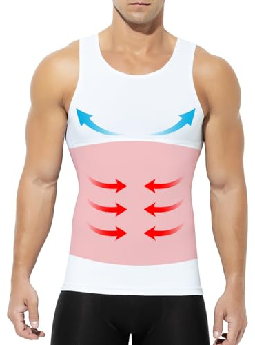 Mauro Kane Figurformend Shapewear Herren Kompressions Tank top,Weiß,M