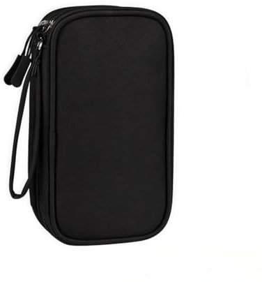 Zhenghebuy Kabeltasche,Doppelschichtig Kabeltasche Organizer,Elektronikzubehör Organizer,Reise Zubehör Organizer Tasche,Universal Tragbare Kabelorganizer für USB Powerbank,Kabel,SD Karte (Schwarz)