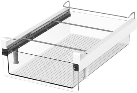 Csafyrt Fridge Organizer 14x10x5'' Space-Saving Pull-Out Fridge Drawer Organizer With Anti-Slip Stripes Removable Fridge Drawer With Invisible Handle