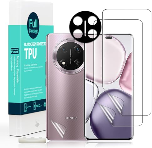 Ibywind 2 Protector Pantalla para Honor Magic 7 Lite/X9c 5G 6,78+1 Protector Cámara+1 Protector Trasera Fibra Carbono,Protector Hidrogel TPU