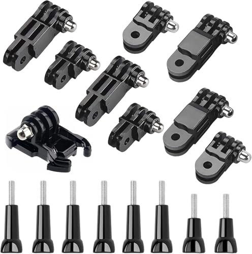 17PCS Accessori per Fotocamere Sportive, Supporti Multifunzionali, Bracci di Estensione, Viti e Base Mobile, Compatibile per Action Cam, per Bici, Moto e Caschi
