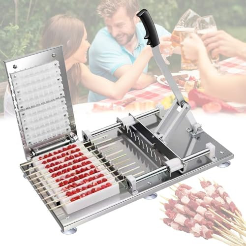 Machine à kebab, moule à brochettes manuel pour pique-nique en plein air, camping, machine à presse à kebab à 10 trous, accessoires de barbecue réutilisables avec 2 boîtes à moules à viande