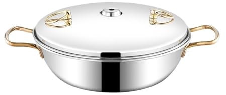 MEIZHITU Pentola Calda Cinesi Pentola Shabu Shabu Pentola Tradizionale in Acciaio Inossidabile con Camino Adatto per La Cena Familia