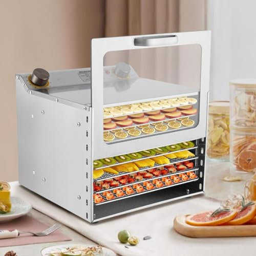 Deshidratador de alimentos de acero inoxidable de 6/8 capas - Deshidratador de frutas y verduras de 400 W, Deshidratador de hongos - Control de temperatura y temporizador - Fácil de limpiar,8Layer