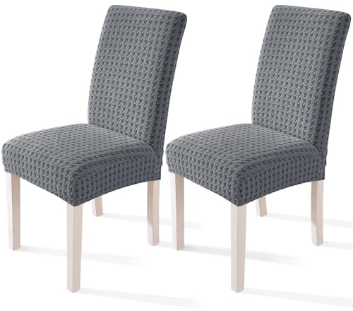 YSTELLAA Stuhlhussen 2er Set, Stretch Stuhlüberzieher, Stuhlbezug Schwingstuhl, Hussen Für Stühle Hochlehner, Stuhlbezüge Kratzfest, Universal Chair Cover Waschbarer, Hellgrau