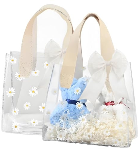 Durchsichtige Tasche, 2 Stück Klare Geschenktüten 2 Schleifen, PVC