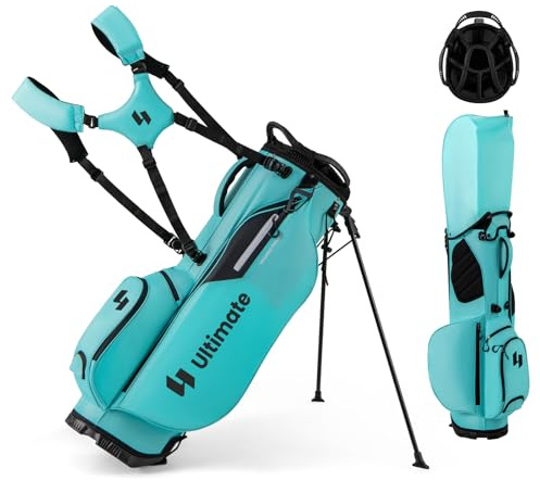 COSTWAY Golf Standtasche, Golf Bag mit 8 er Unterteilung & Regenhaube, leichte Golftasche mit 5 Taschen & Standfüßen, Pencil Bag tragbar für Herren, Damen