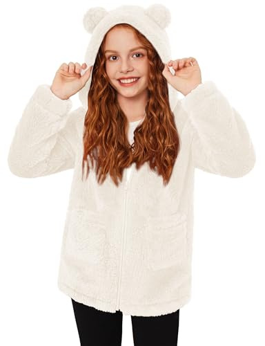 Arshiner Girls Fleece Jacket Long Sleeve Full Zip Sherpa Fall Winter Coat