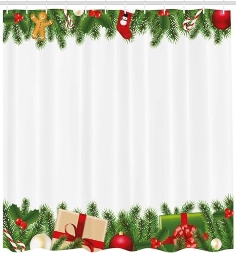 Tende Doccia Natale Tende da Doccia Antimuffa 120x200 cm Tema Natalizio 3D Shower Curtain Tendina per Vasca da Bagno Tessuto Impermeabile Polyester Lavabile D-2195