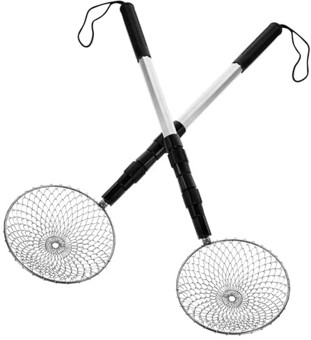 Beaupretty 2 Sets Stainless Steel Telescopic Sand Sifters with Large Scoop Heads for Beach Shell Collecting and Sand Filtering Reusable Beach Tools with Long Handles