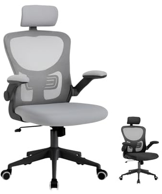 Jardin202 Silla Escritorio Ergonómica Lum – Silla Oficina Ajustable y Reclinable con Soporte Lumbar, Reposacabezas Regulable, Reposabrazos (Gris)