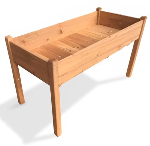 IvoQ Fioriera rialzata in legno FSC, 126 x 60 x 76 cm, durevole e resistente alle intemperie, giardino, balcone e terrazza, perfetta per verdure, erbe e fiori