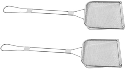BAZEITFLOW Espumadera Cuadrada De Acero Inoxidable Con Malla Fina, Filtro Para Cocinar y Freír, Utensilio De Cocina Para Filtrar Grasa, Adecuada Para Freidoras y Uso Doméstico, Set De 2 Piezas