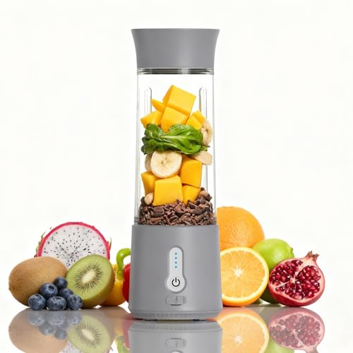 Mulli Portable Blender with Travel Lid - 18oz USB Rechargeable Personal Smoothie & Protein Shake Maker, 6 Blades for Sports, Travel, Gym & Home Use