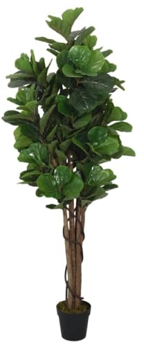 Genérico Higuera de Hojas de violín Artificial 180 Hojas Verde 150 cm,Casa y jardín,Decoración,Flora Artificial,Verde,6.3 kg,359013
