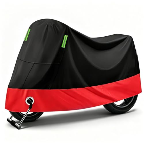 Henjunu Cubierta para Scooter de Motor,(245 cm x 105 cm) (Negro Rojo)