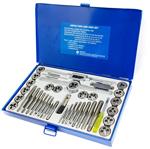 NORTOOLS Tap and Die Set 40 PCS Alloy Steels Cutting External and Internal Threads SAE Inch Size for Create New Threads or Repair Damaged Threads