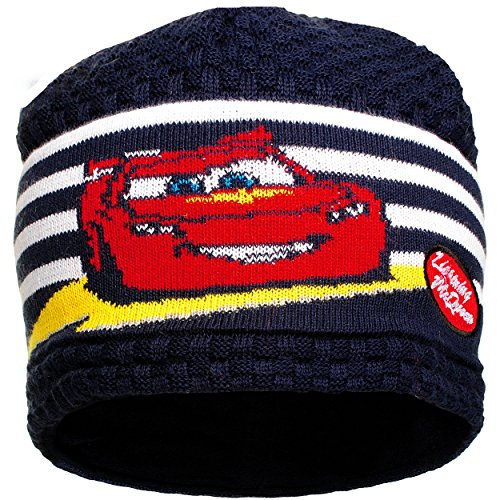 alles-meine.de GmbH Mütze/Strickmütze - Cars/Lightning McQueen - Auto - inkl. Name - Größe 53 - Fleece Futter/Fleecemütze - 100% Baumwolle - Strick Beanie - universal ..