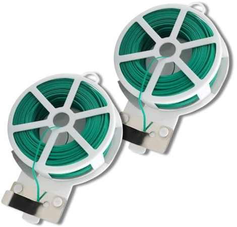 Garden Mile 2 x 25m Garden Twist Tie Dispenser with Cutter – Green Plant Ties for Climbing Plants, Tomatoes, Vines, Flowers & Shrubs – Flexible Reusable Garden Wire for Plant Support