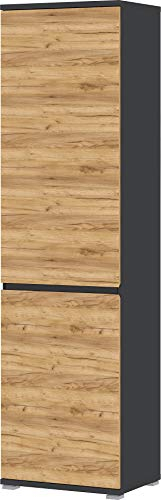 Germania Garderobenschrank 3476-562 GW-Lissabon, in Anthrazit/Navarra-Eiche-Nb., mit verstellbaren Einlegeböden und ausziehbarer Kleiderstange, 54 x 200 x 40 cm (BxHxT)