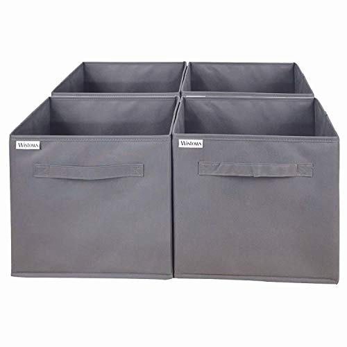 Wistows 4x Fabric Storage Organiser Boxes Set of 4 Clothing Space Saver Baskets