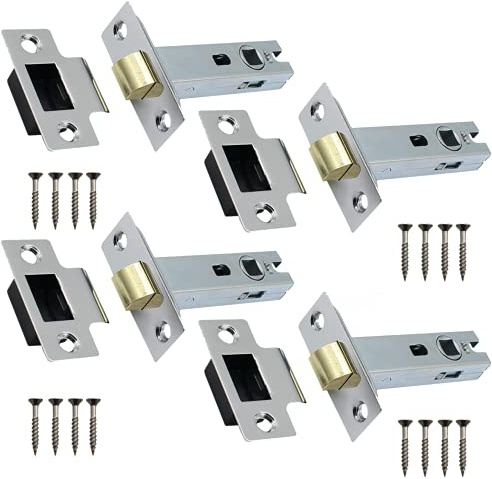 EAI Polished Chrome Tubular Latch, 76mm / 3 Inch, Pack of 4